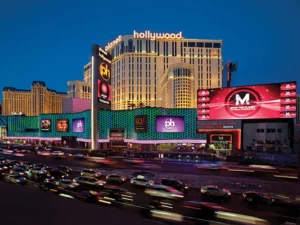 A view of the exterior of the Planet Hollywood Hotel in Las Vegas