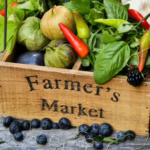 This is a crate of fresh produce at a Las Vegas Farmers Market