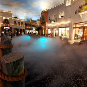 rainstorm at the miracle mile shops in las vegas