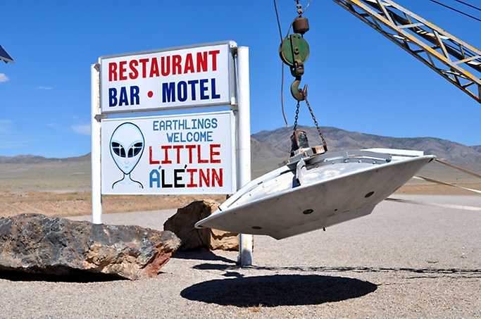 A photo of a UFO at the Little AleInn while on the Area 51 Tour From Las Vegas