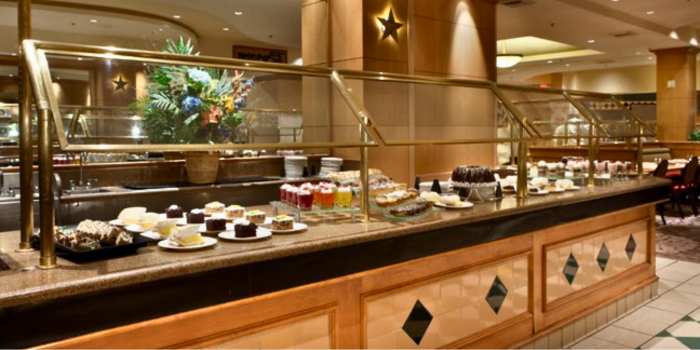 This is a photo of desserts on the buffet line at the circus circus buffet in las Vegas