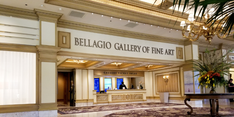 A look at the entrance to the Bellagio Gallery of Fine Art: Icons of Contemporary Art