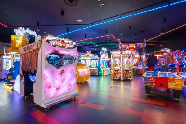 This is an image of a large video game arcade in Las Vegas