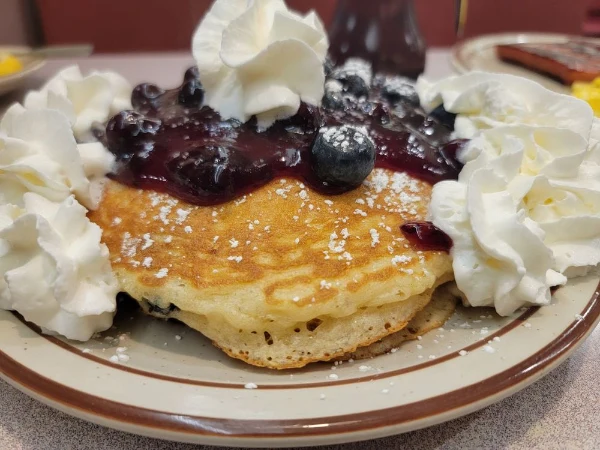 This is plate of pancakes at a Blueberry Hill Restaurant in Las Vegas