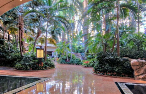 A view of the entrance to the Tropical Rain Forest at the Mirage Hotel in Las Vegas