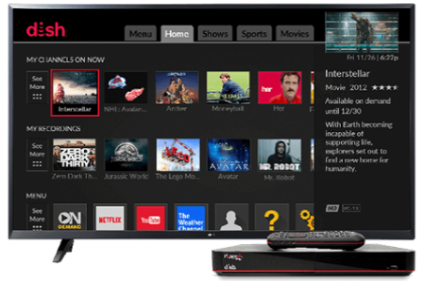 This is an image of the dish tv interface on a tv set