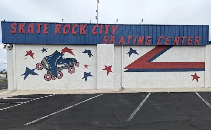 This is a photo of the exterior building of Skate Rock City Roller Skating Rink in Las Vegas