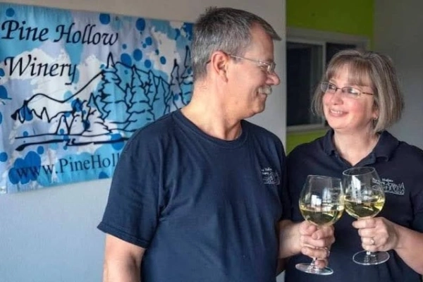 This is a picture of Barbara and John owners of Pine Hollow Winery in Las Vegas