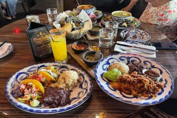 This is a table full of Mexican food at Eldorado Cantina Restaurant Las Vegas NV