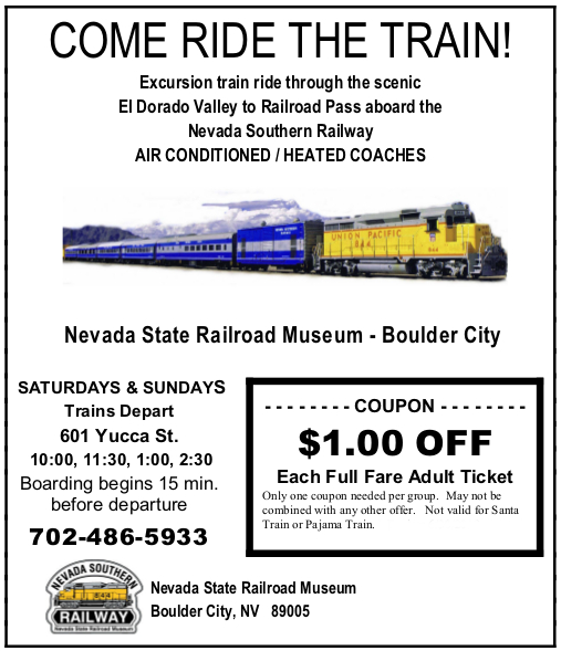Nevada Southern Railway Coupon Boulder City Train Ride